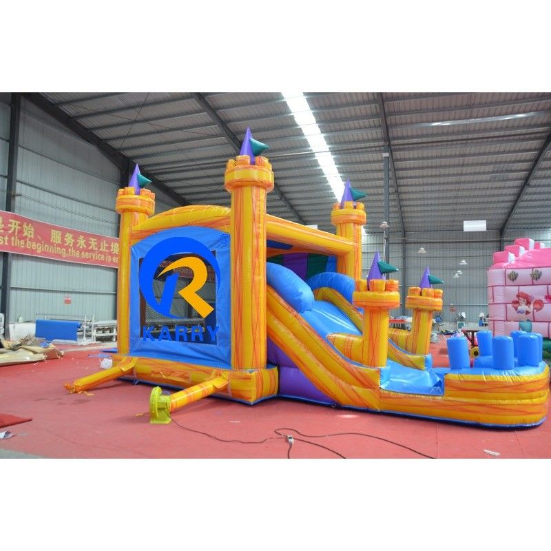 23 x 13ft Crossover-Bauwerk aufblasbares Sprunghaus mit PVC-Rutsche Gelbe Burg