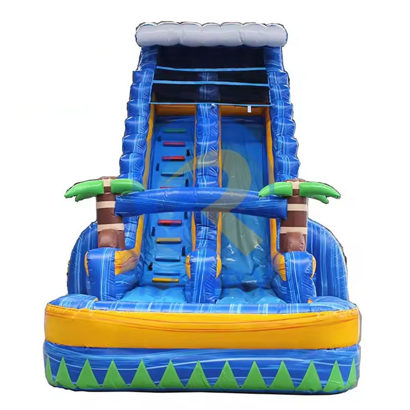Luftbläser Zubehör Aufblasbare Palmbaum-Wasserrutsche mit Wasserpool und Trampolin