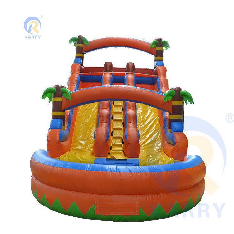 Wasser Spray Palmbaum Rutsche Aufblasbare Kombi-Pool und Doppelslide für Kinderspiel