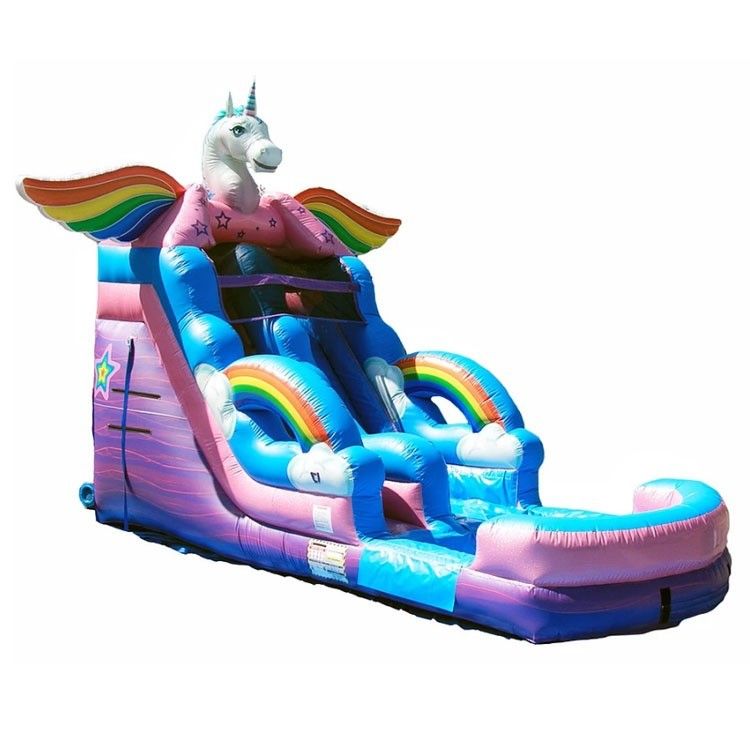 5-10 Passagiere Aufblasbare Wasserrutschen mit Regenbogen-Pool und Rutschenpaket