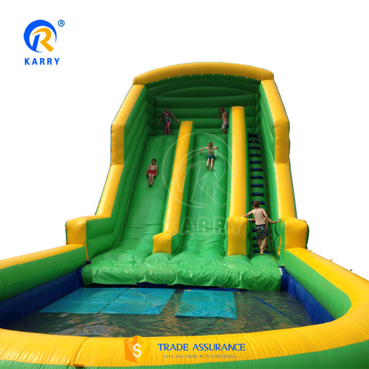 EN71 Zertifikat Doppelspurige aufblasbare Wasserrutschen für Kinderspielplätze im Freien