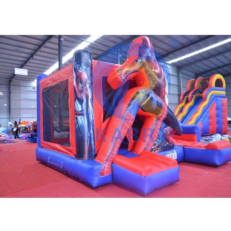 Unisex super cool spiderman aufblasbares sprunghaus mit rutsche nass trocken maßgeschneiderte größe