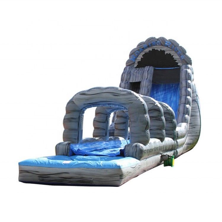 Outdoor Gelegenheit Graue aufblasbare Wasserrutsche mit drei Bogen Sprung und Pool