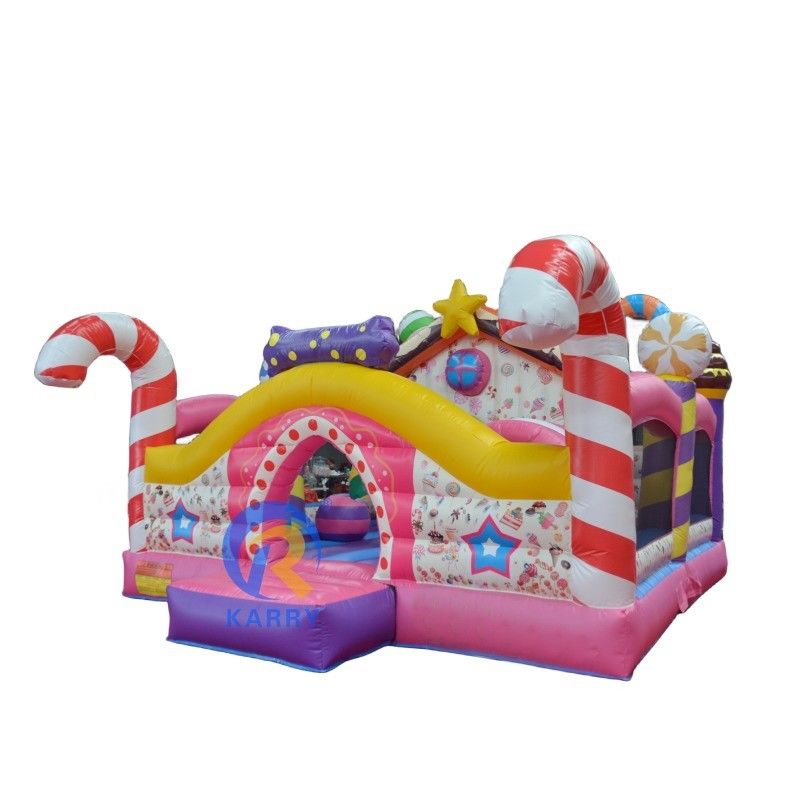 Amusement Aufblasbare Türsteher mit Slide Kids Spiel Süßigkeiten Mädchen Rosa Thema Sprung Schloss