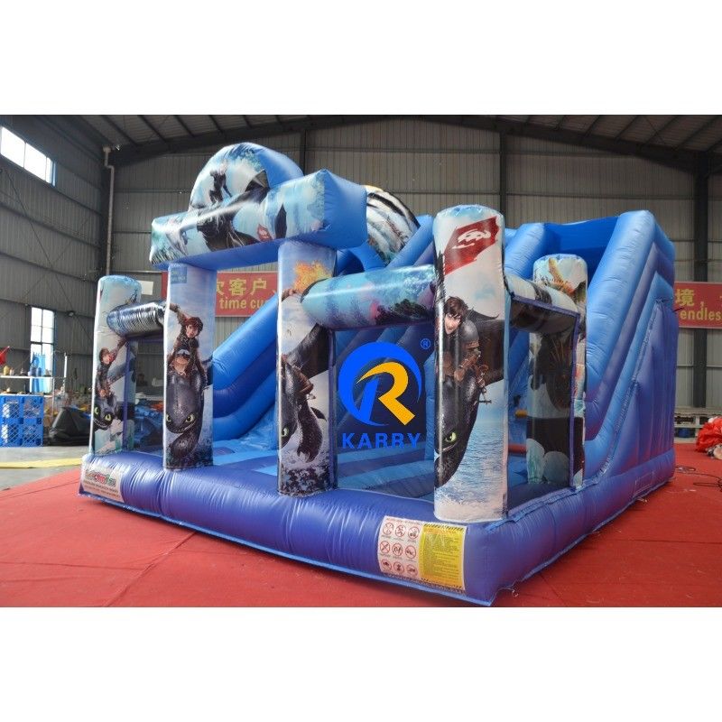 PVC aufblasbare Schieberegler Kombo Wie man seinen Drachen trainiert Dual Lane Jumping Castle
