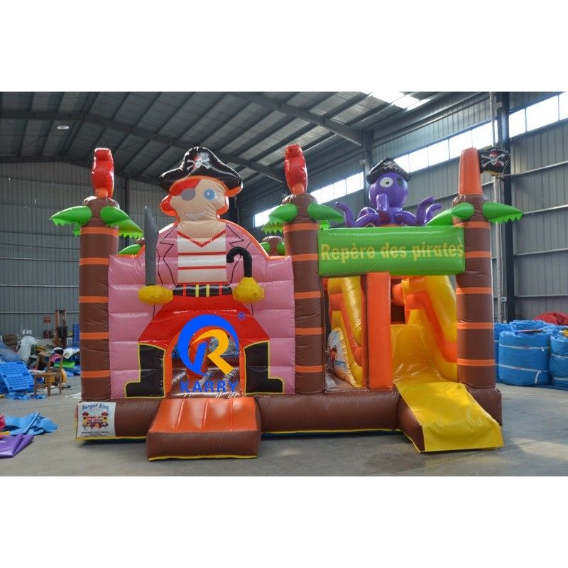Piratenschiff Segeln Trockene Rutsche Sprungschloss Spielplatz Sprungschloss mit Rutsche 5 in 1