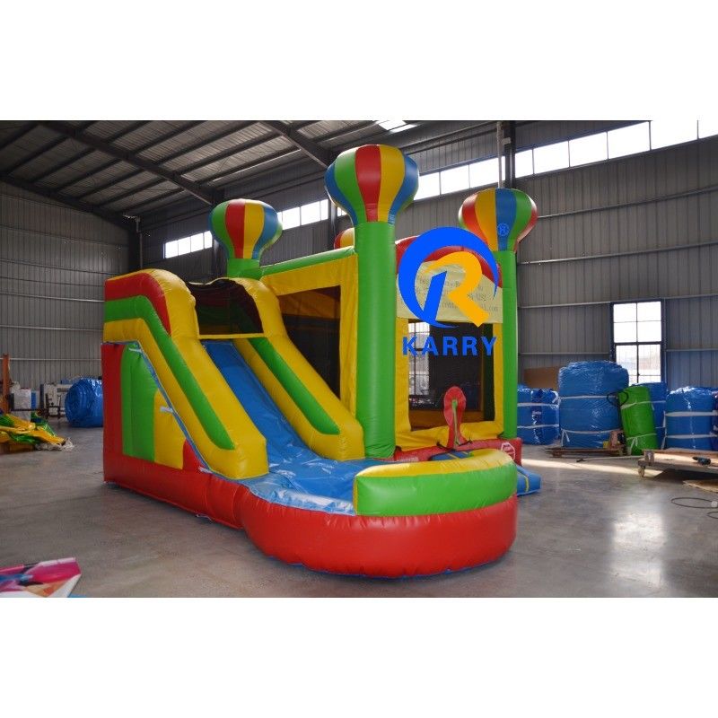 PORTABLE 5 in 1 Regenbogenballon aufblasbare Sprungburg mit Rutsche und Trampolin