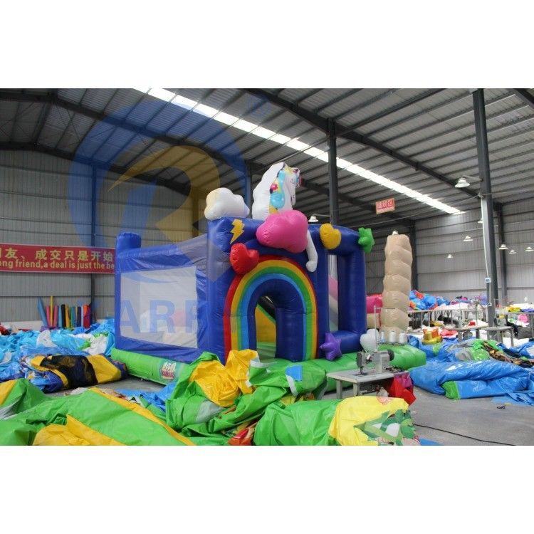Unisex PVC aufblasbare Sprungkombination mit Rutsche und Einhorn Schloss aufblasbare Sprung