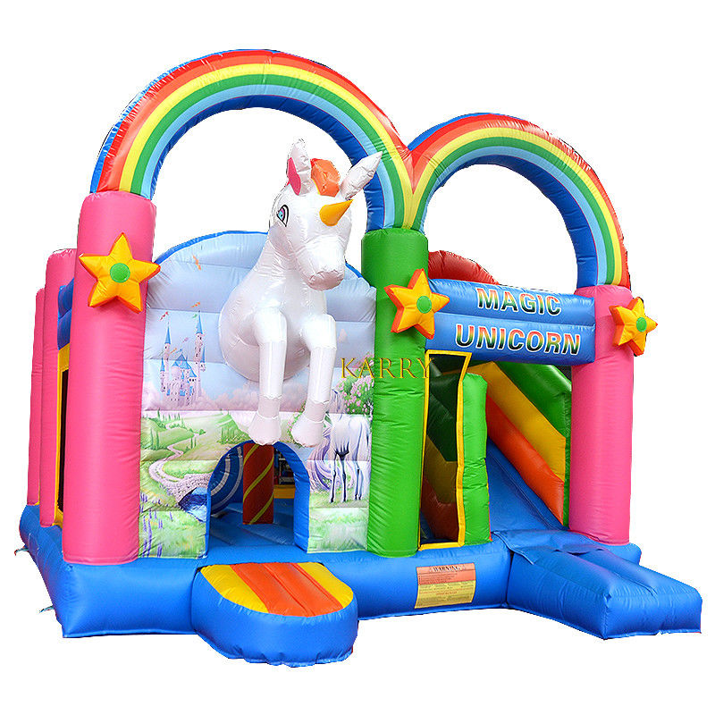Unisex Regenbogen-Einhorn-Schläger Schloss mit Rutsche