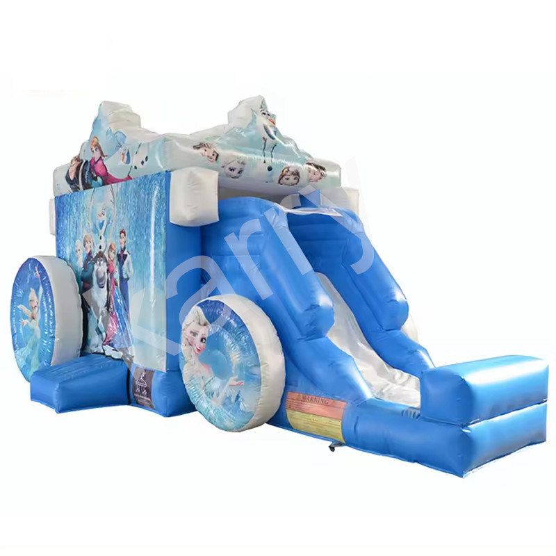 14 Years Up Gefrierter Wagen Aufblasbares Sprunghaus mit Folie Populärer Cartoon Sprungburg