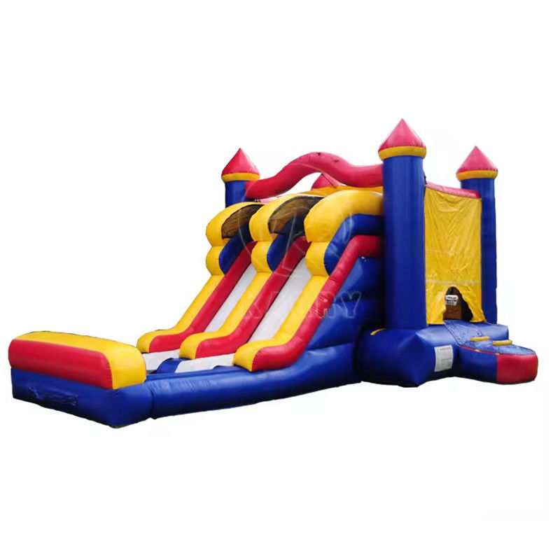 3in1 Doppelspur aufblasbare Sprungkasten-Slide-Combo in farbenfrohem Design für Unisex