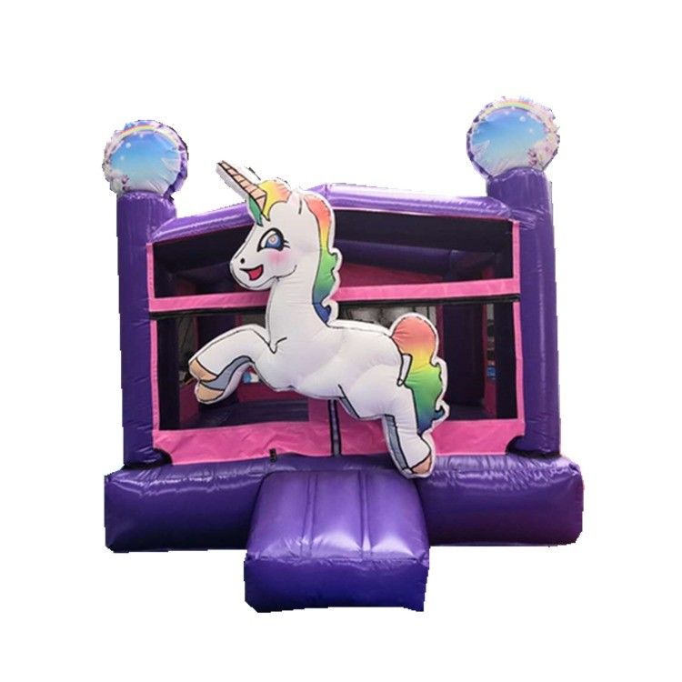 Digitales Drucken Regenbogen-Einhorn PVC Aufblasbares Purpurschloss