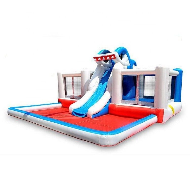 Castle Kids aufblasbare Haie Sprung-Haus-Springer mit Wasserrutsche und tragbaren Design