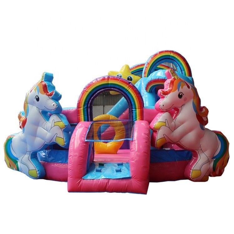 Vermietung für Geschäftspartys 5x5.5m aufblasbares Sprungschloss mit Einhorn