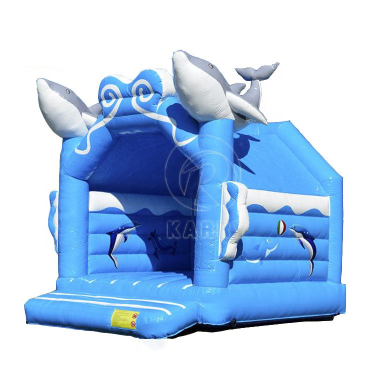 Fadenzubehör Happy Hop Bouncer Schloss für Kinder Zeichentrickfilm Dophin aufblasbares Spielzeug
