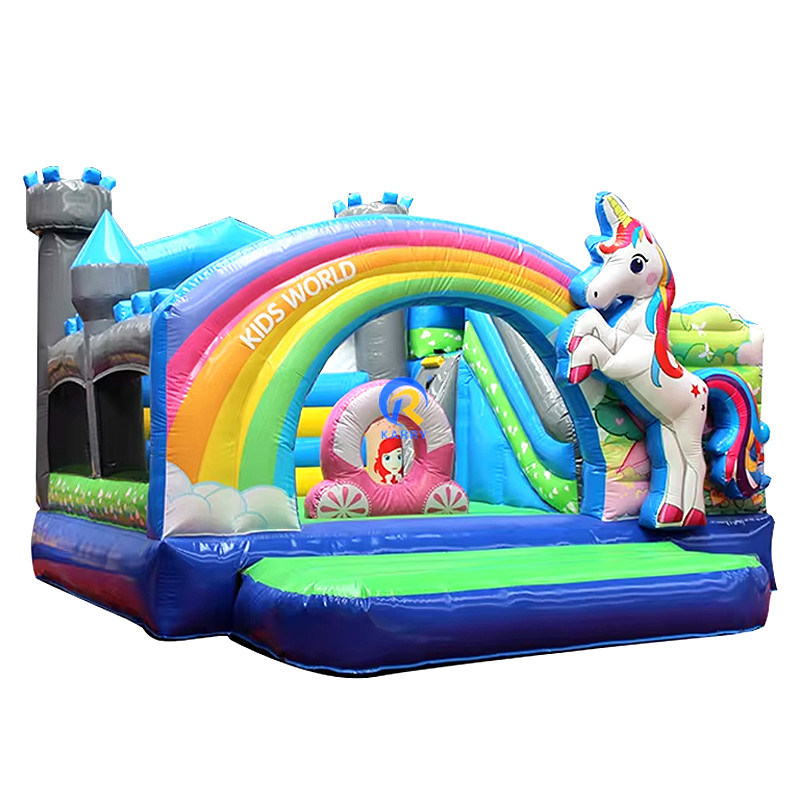 PORTABLE KINDERKASTEL Spielhaus mit Einhorn und Regenbogenbrücke